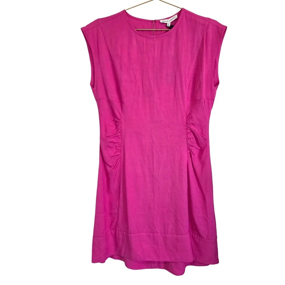 Rebecca Minkoff Rouched Mini Dress Cosmic Pink Size M NEW with Tags